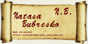 Nataša Bubreško vizit kartica